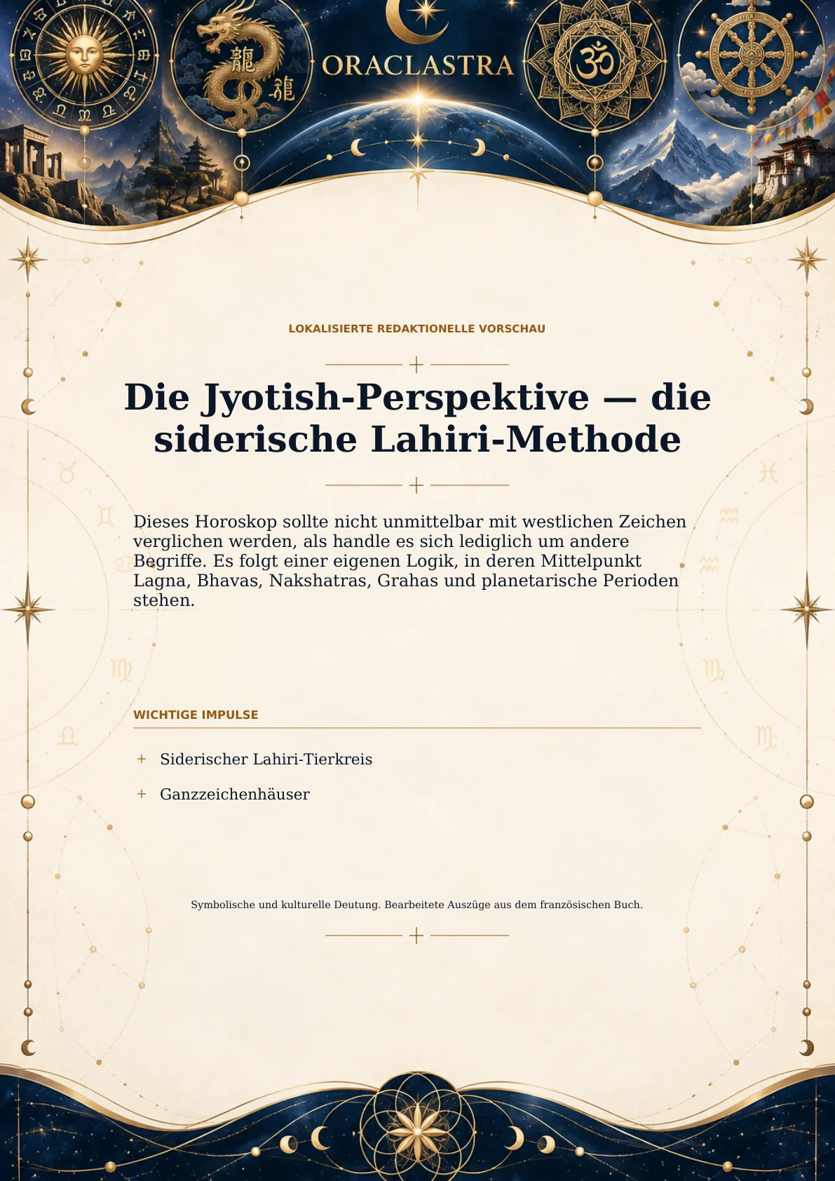 Die Jyotish-Perspektive — die siderische Lahiri-Methode