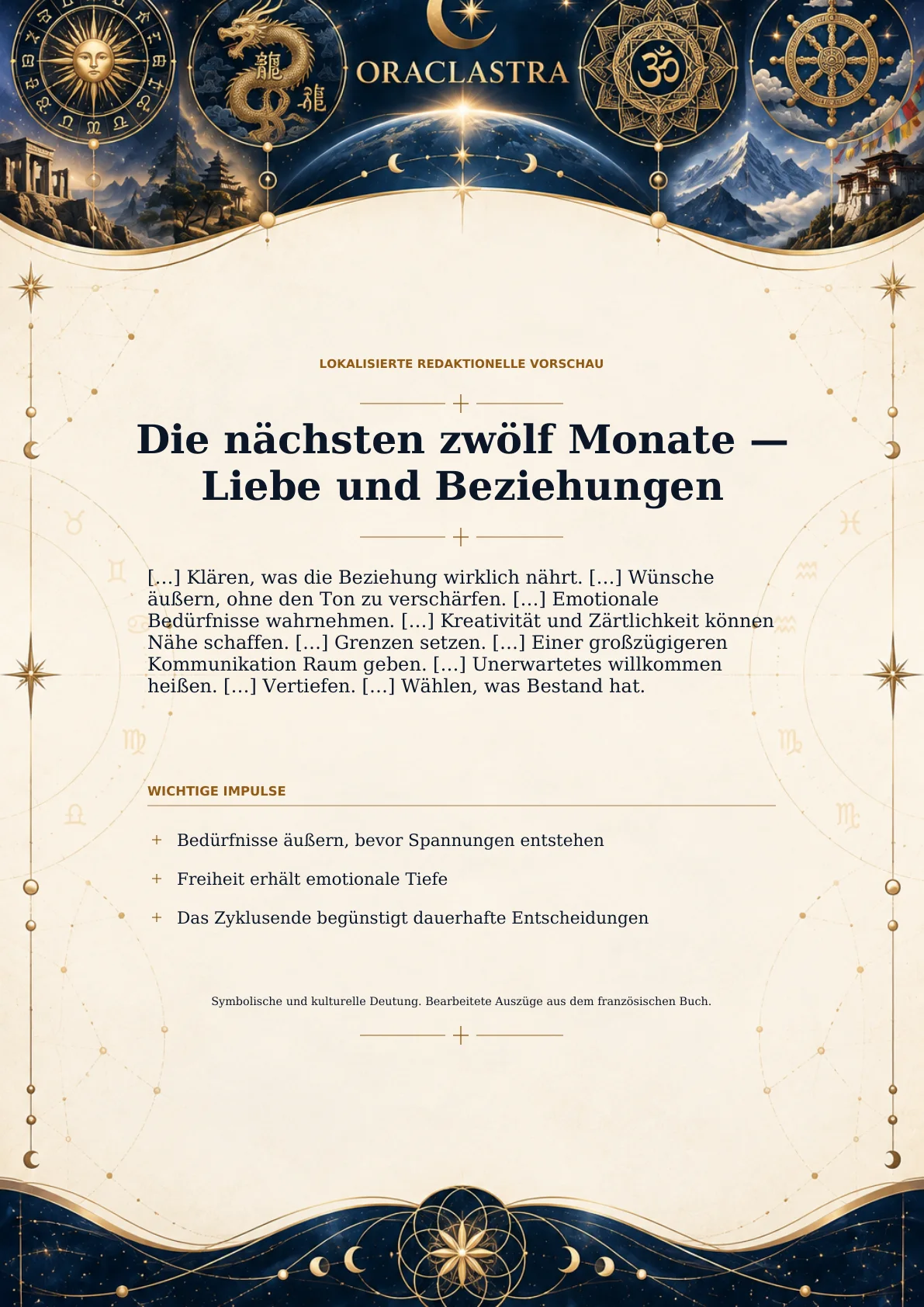 Die nächsten zwölf Monate — Liebe und Beziehungen