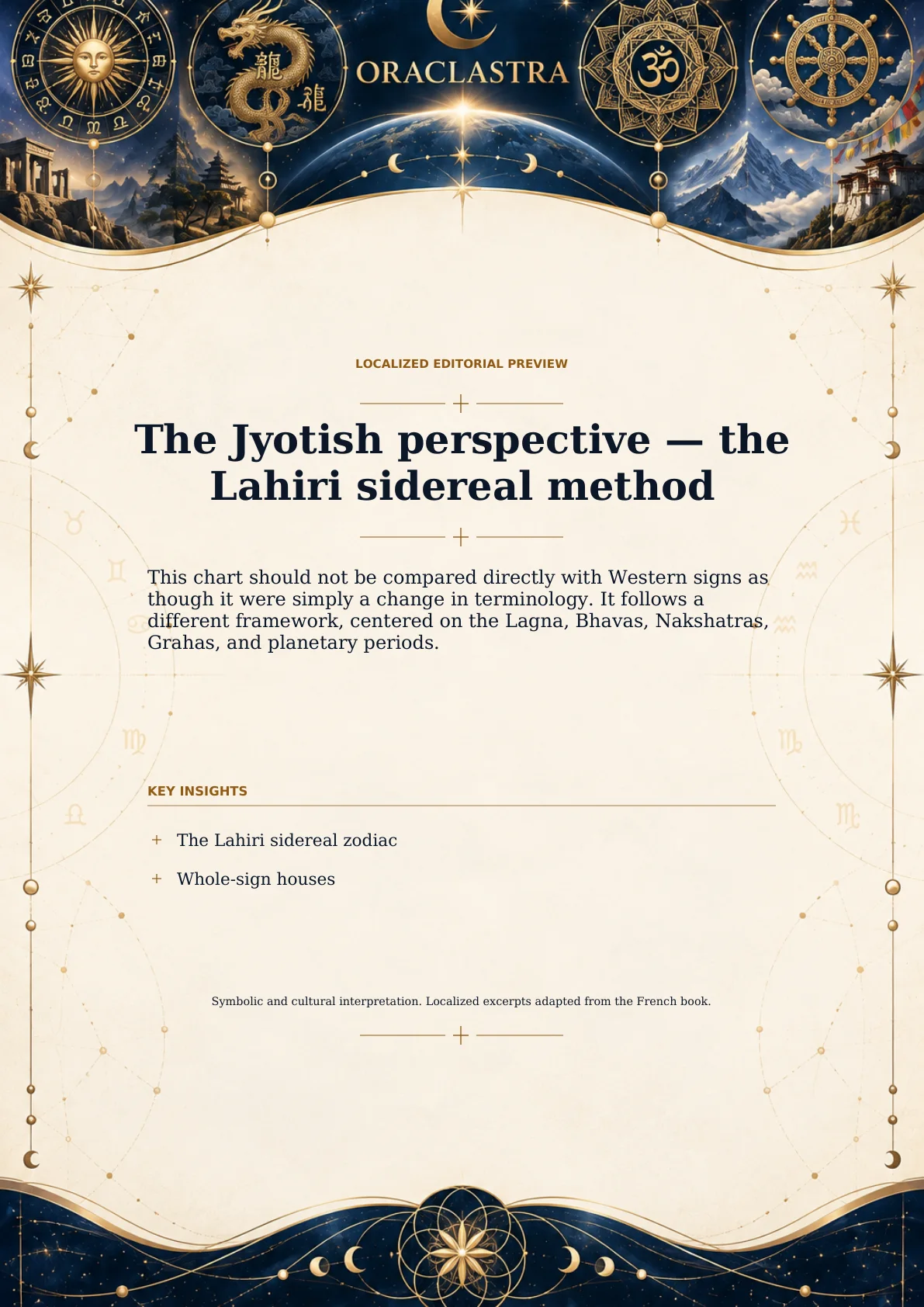 The Jyotish perspective — the Lahiri sidereal method