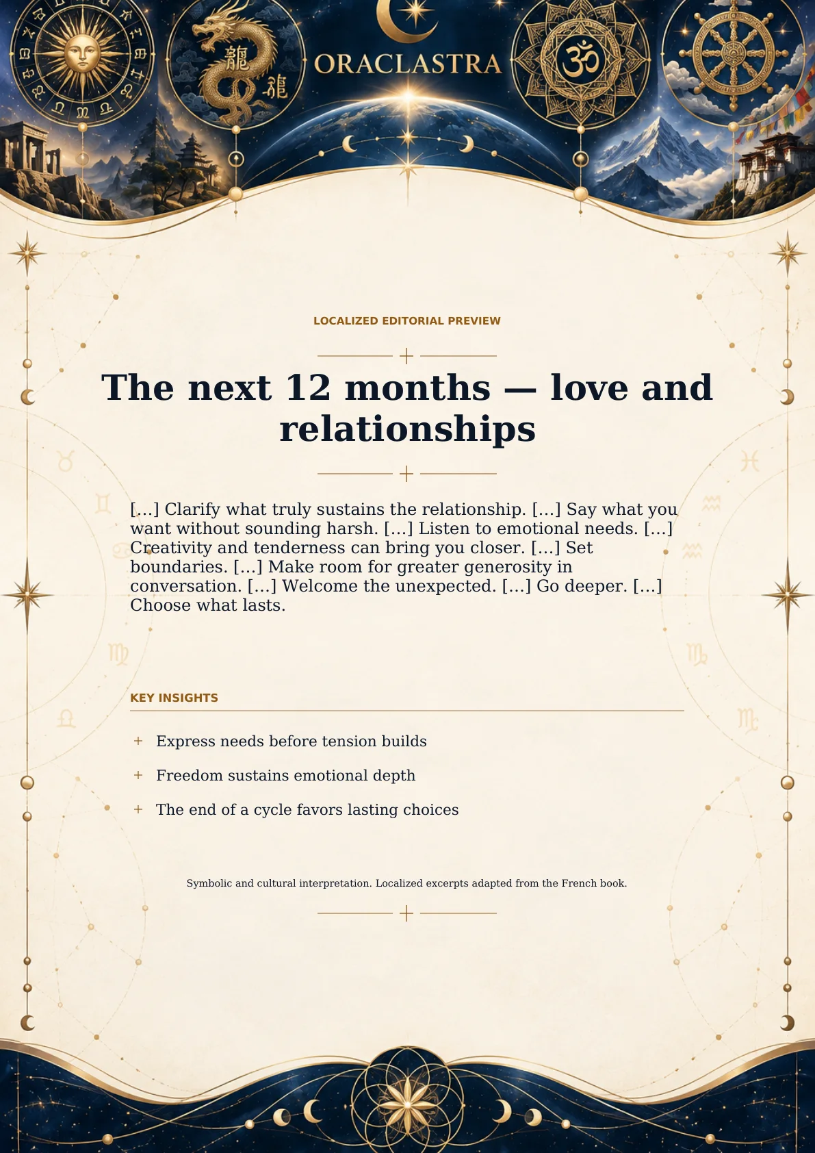 The next 12 months — love and relationships