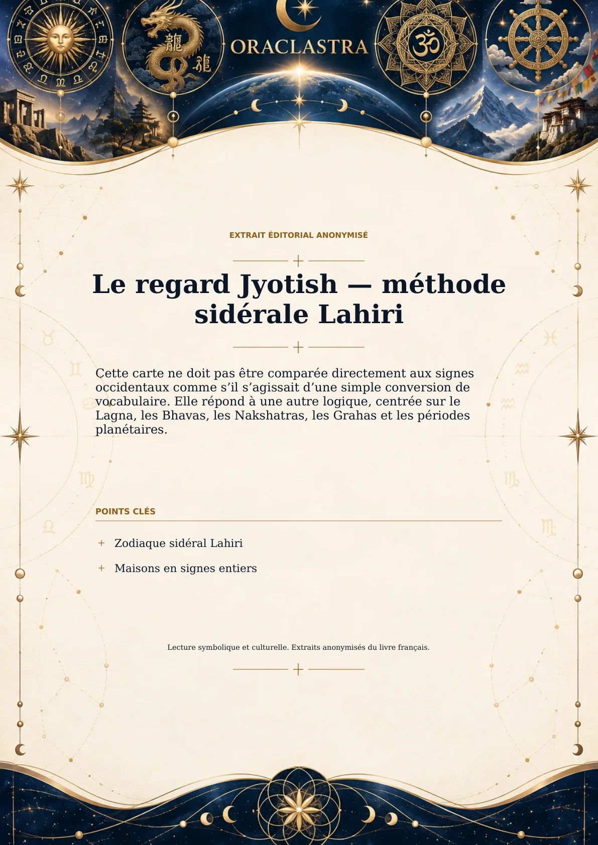 Le regard Jyotish — méthode sidérale Lahiri