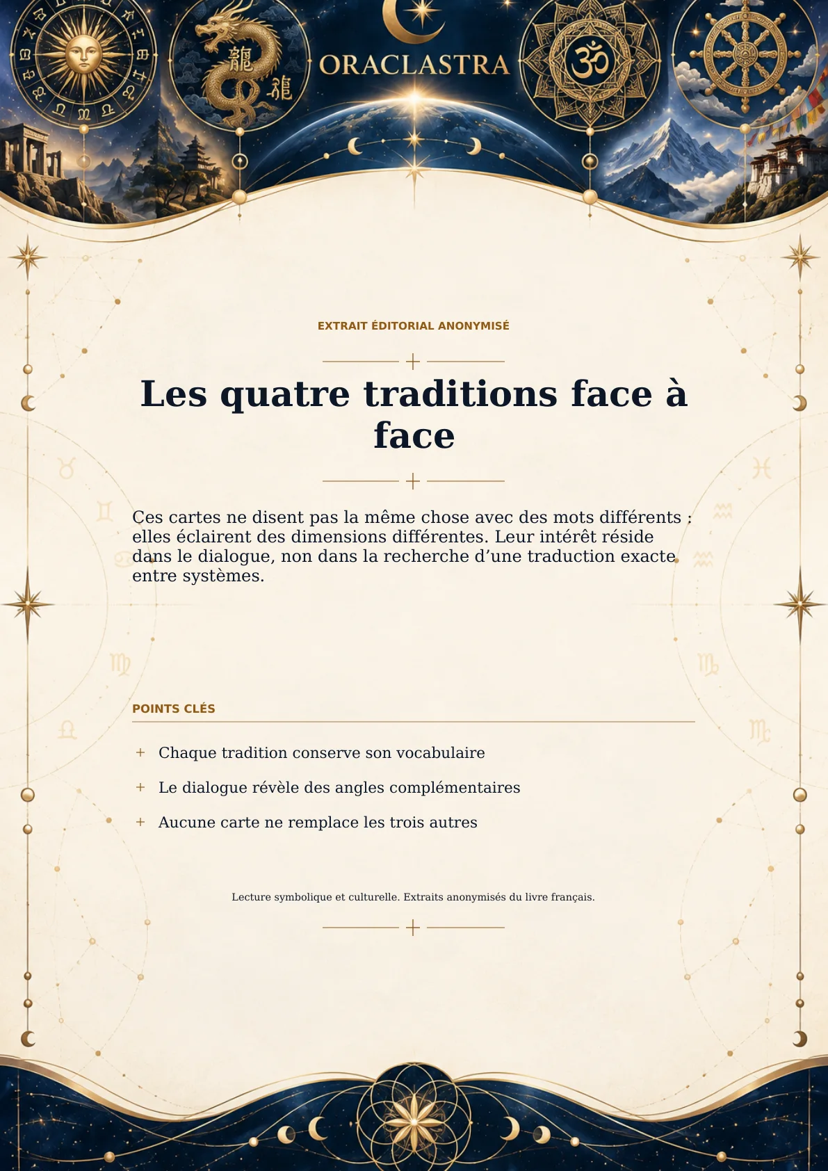 Les quatre traditions face à face