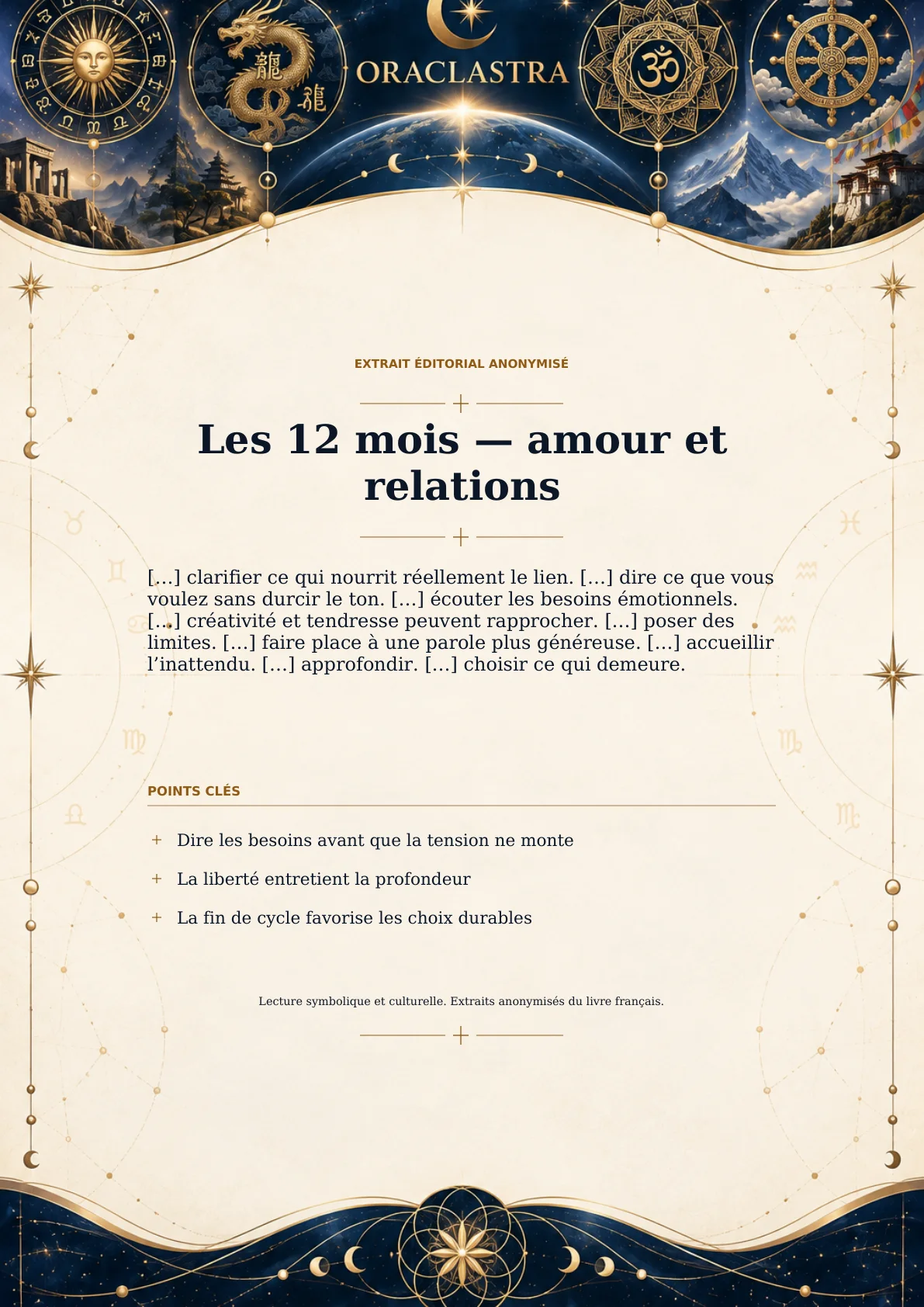 Les 12 mois — amour et relations