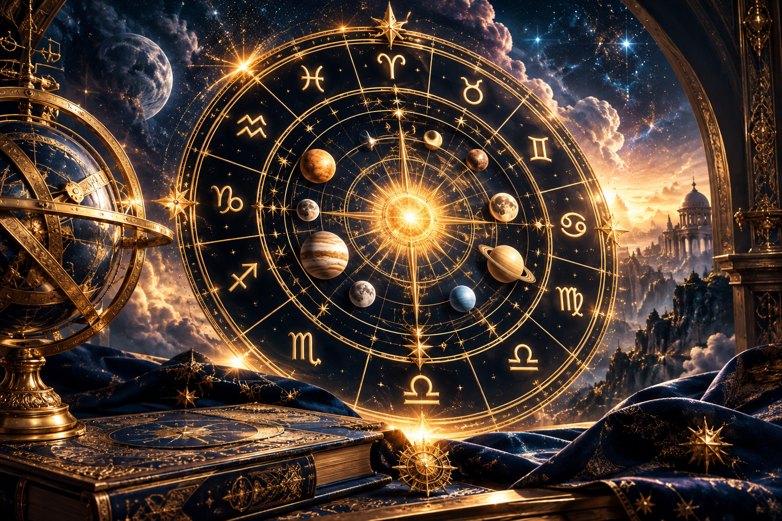 Western annual astrology illustration